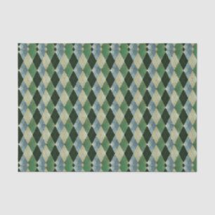 Papier Mousseline Vintage Vert beige géométrique St Patrick motif