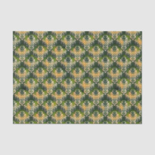 Papier Mousseline Vintage Vert blanc motif floral St Patrick Tis