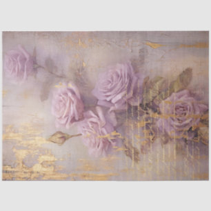 Papier Mousseline Vintage violet anglais rose feuille d'or baroque