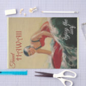 Papier Mousseline Vintage voyage Hawaii Profitez du Surf (Artisanat)