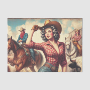 Papier Mousseline Vintage Western Cowgirl