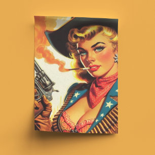 Papier Mousseline Vintage Western Cowgirl Pin Up