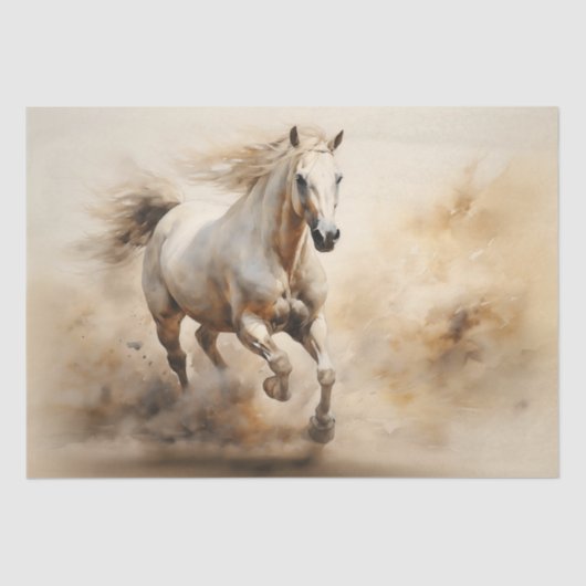 Papier Mousseline Vintage White Stallion in Motion (Recto)