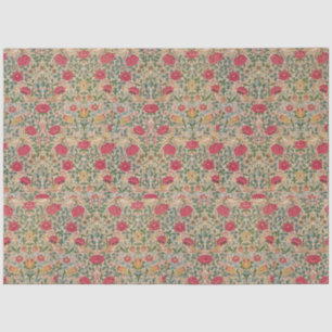 Papier Mousseline Vintage William Morris Rose Rose Jaune Oiseau Plat
