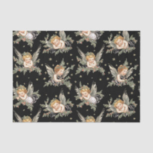 Papier Mousseline Vintages anges motif noir