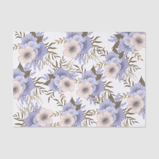 Papier Mousseline Violet romantique & Sage Botanique Floral (Recto)