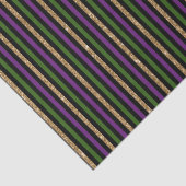 Papier Mousseline Violet, Vert, Noir, Faux Gold Stripes Mardi Gras (Détail)