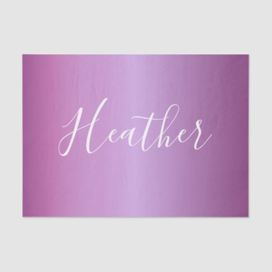 Papier Mousseline Violet violet et script blanc personnalisé (Recto)