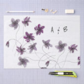 Papier Mousseline Violets sauvages Aquarelle Monogrammé peint à la m (Artisanat)