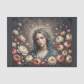 Papier Mousseline Virgin Mary with halo and flowers (Recto)