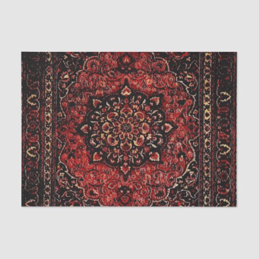 Papier Mousseline Visage de tapis persan en champ teinté rose (Recto)