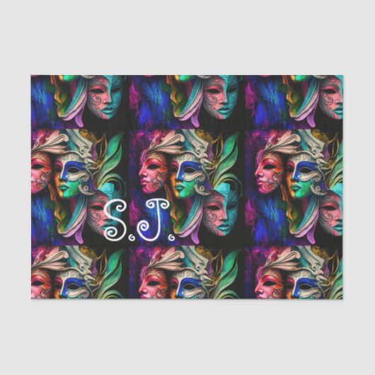 Papier Mousseline Visions vibrantes des masques vénitiens (Recto)