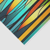 Papier Mousseline Vitrail Rouge Vert Cattails Artework (Détail)