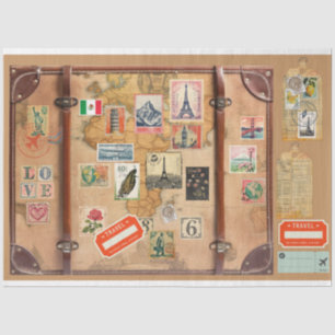 Papier Mousseline Vitrine vintage et autocollants de voyage