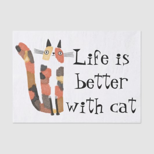 Papier Mousseline Vivre mieux avec le chat (Recto)