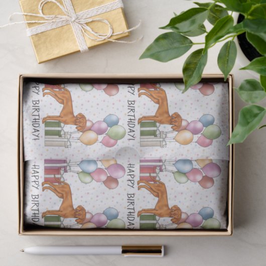 Papier Mousseline Vizsla hongroise coloré Pastel Joyeux Anniversaire (Cadeau)