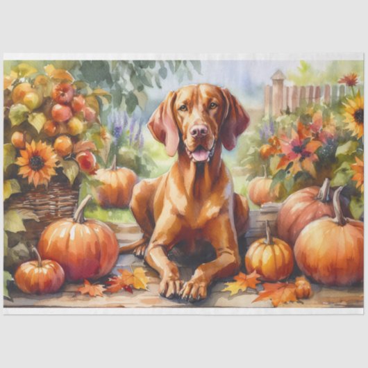 Papier Mousseline Vizsla Hongroise L'Automne Laisse Découpage (Recto)