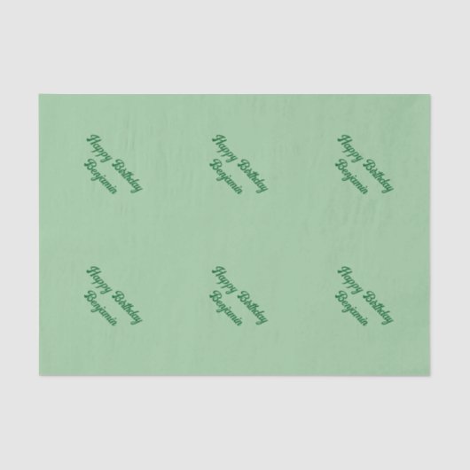 Papier Mousseline Voeux d'anniversaire verts (Recto)