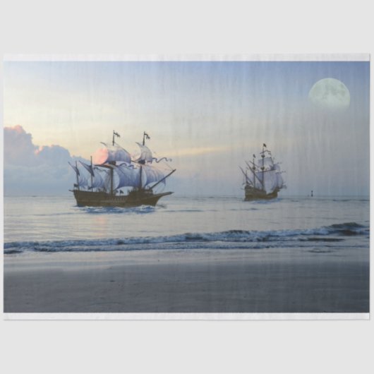 Papier Mousseline Voilier Bateau Pirate Voilier Mer 20x30 Découpage (Recto)