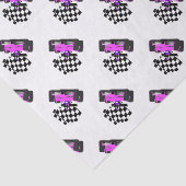 Papier Mousseline Voiture de course rose avec drapeau À damiers (Détail)