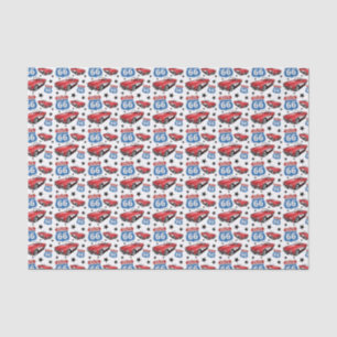 Papier Mousseline Voiture de sport classique rouge C1 1961 Route 66