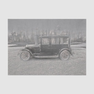 Papier Mousseline Voiture noire et blanche antique rustique vintage