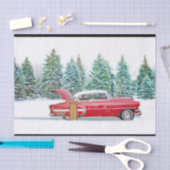 Papier Mousseline Voiture rouge vintage (Artisanat)