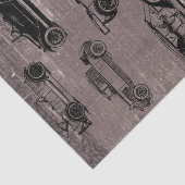 Papier Mousseline Voitures anciennes en brique taupe et papier journ (Détail)