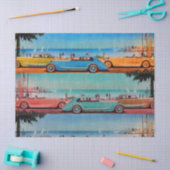 PAPIER MOUSSELINE VOITURES CLASSIQUES SUR LA ROUTE BALNÉAIRE (Artisanat)