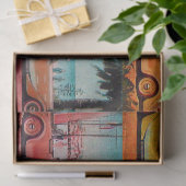 PAPIER MOUSSELINE VOITURES CLASSIQUES SUR LA ROUTE BALNÉAIRE (Cadeau)