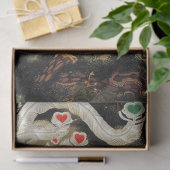 Papier Mousseline VOL AMOUR PHOENIX, Plumes, Coeurs Saint-Valentin (Cadeau)