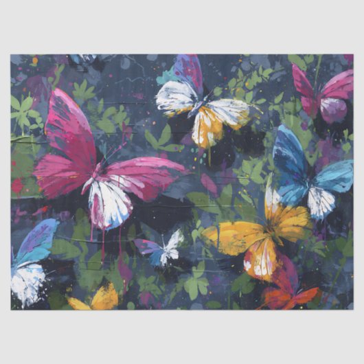 Papier Mousseline Vol de Papillon Abstrait Vibrant (1) (Recto)