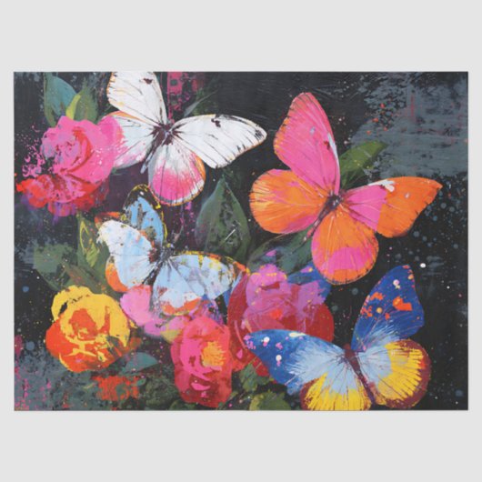 Papier Mousseline Vol de Papillon Abstrait Vibrant (10) (Recto)