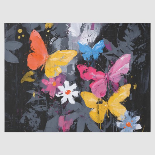 Papier Mousseline Vol de Papillon Abstrait Vibrant (5) (Recto)
