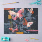 Papier Mousseline Vol de papillon abstrait vibrant (6) (Artisanat)
