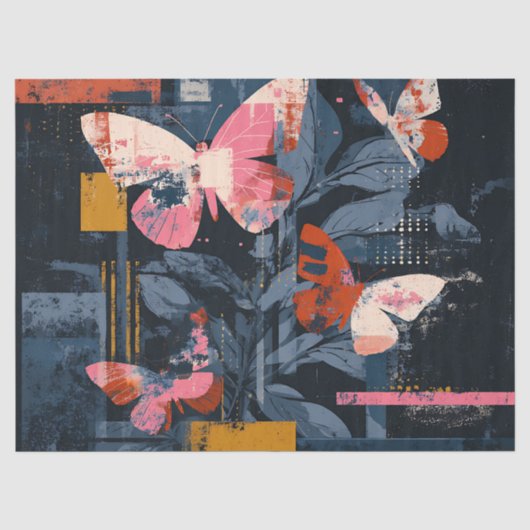 Papier Mousseline Vol de papillon abstrait vibrant (6) (Recto)