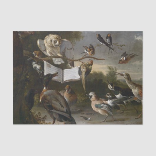 Papier Mousseline Volée de la peinture musicale d'oiseaux (Recto)