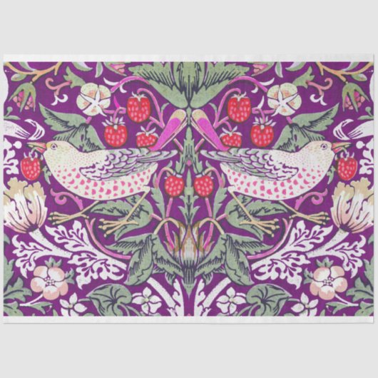 Papier Mousseline Voleur de fraise violet William Morris (Recto)