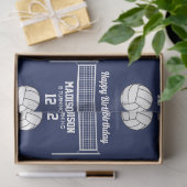 Papier Mousseline Volleyball Ball & Net Marine Blue Anniversaire Nom (Cadeau)