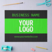 Papier Mousseline Votre logo ou image | Noir et vert brillant (Artisanat)