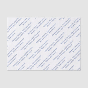 Papier Mousseline Votre Motif Texte Partout Imprimé Bleu/Blanc