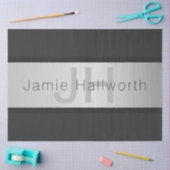 Papier Mousseline Votre nom et votre monogramme | Gris & Faux Silver (Artisanat)