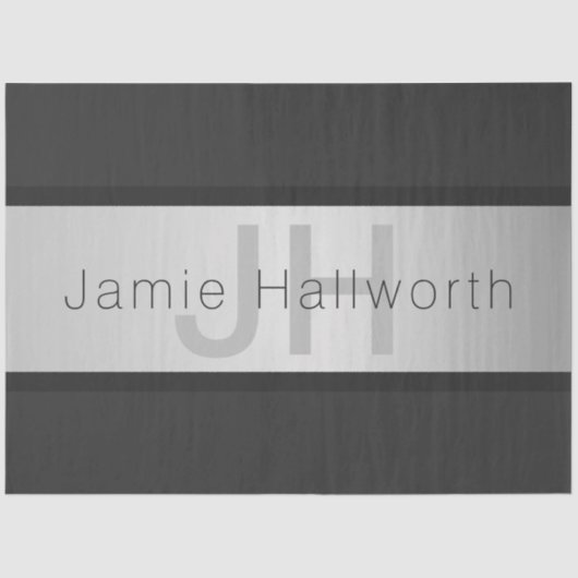 Papier Mousseline Votre nom et votre monogramme | Gris & Faux Silver (Recto)