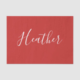 Papier Mousseline Votre script blanc personnalisé en rouge