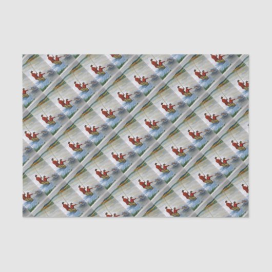 Papier Mousseline Voyage de pêche père et fils (Recto)