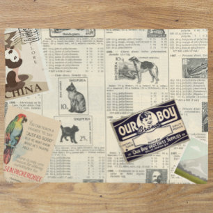 Papier Mousseline Voyage des timbres Ephémères de découpage vintage