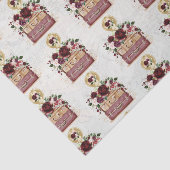 Papier Mousseline Voyage Vintage Fleurs Burgundy Blush Découpage (Détail)
