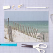 Papier Mousseline Vue d'océan par la barrière de plage (Artisanat)