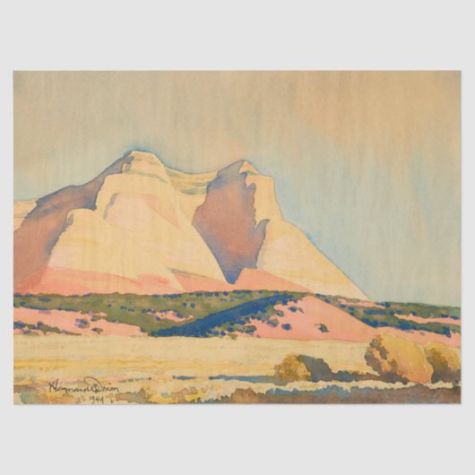 Papier Mousseline Vue du Mont Carmel, Utah par Maynard Dixon (Recto)