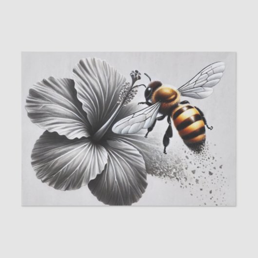 Papier Mousseline Vue macro détaillée d'une abeille (Recto)